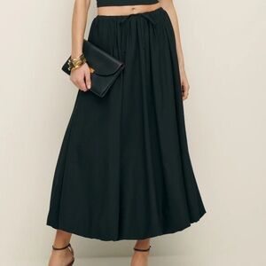 Reformation Black Midi Skirt